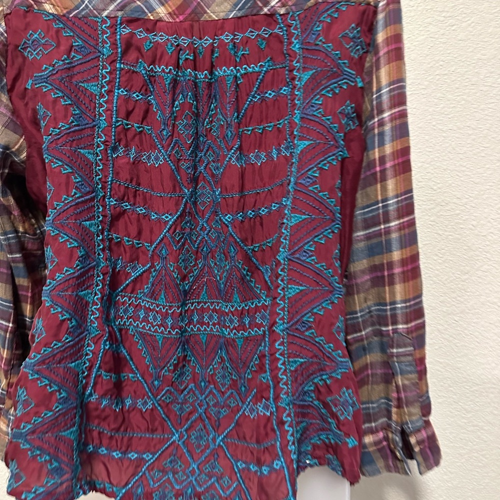 3j Workshop Johnny Was Button Down Plaid Top - image 5